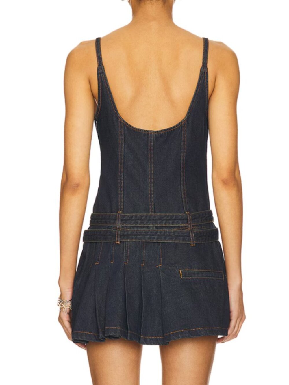 NEW LIONESS x REVOLVE Biker Mini Dress in Indigo Dark Blue Jean Denim Buckle XS - Picture 3 of 4